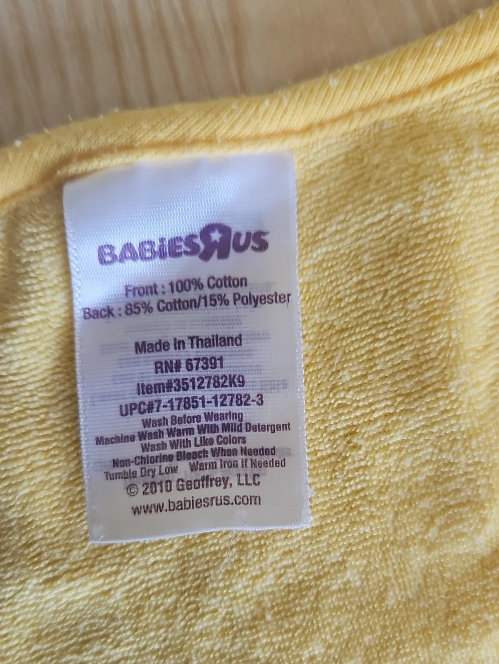BabiesRUs Yellow Cotton Bib with Snap Closure